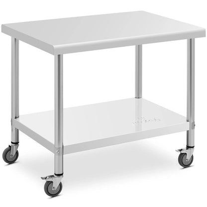 Werktafel RVS – Werkbank – Keukentafel – Werkbank Op Wielen – RVS Werktafel Met Plank – 70x100 cm – 95 Kg Draagkracht