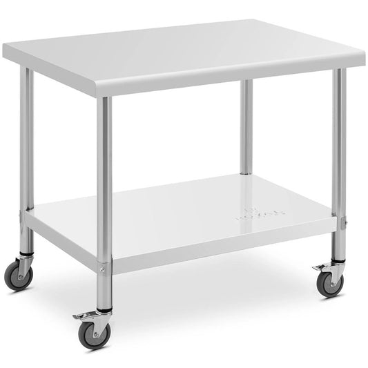 Werktafel RVS – Werkbank – Keukentafel – Werkbank Op Wielen – RVS Werktafel Met Plank – 70x100 cm – 95 Kg Draagkracht