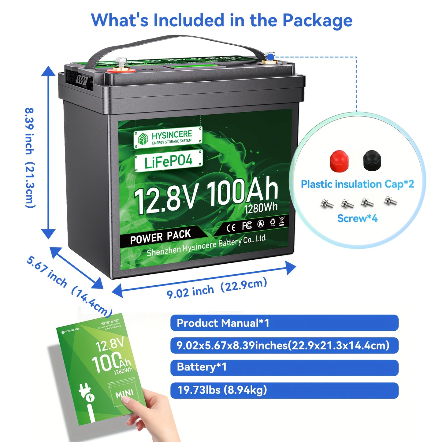 LiFePO4 Accu – Lithium Accu – Bootaccu – Camper Accu – Zonne-energie Accu – 12,8V 100Ah – Geavanceerd BMS – Hoogwaardige A+ Cellen