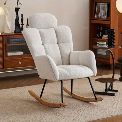 White Recliner Chair with Soft Teddy Bear Fabric & Tufted Design - Padded Seat, Solid Back Support, Easy Assembly, No Power Needed for Living Room & Bedroom Comfort, Recliner Chair, Bedroom Seating, Elegant Seating, Plush Cus