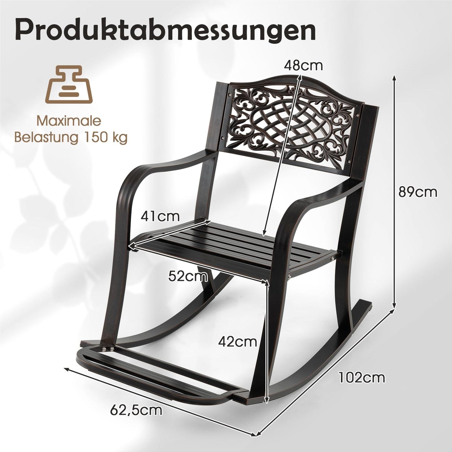 Schommelstoel – Rocking Chair – Tuinstoel – Lounge Stoel – Relaxstoel – Aluminium Gietwerk – Anti-Roest – Voetensteun Met Comfort