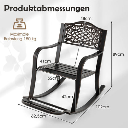 Schommelstoel – Rocking Chair – Tuinstoel – Lounge Stoel – Relaxstoel – Aluminium Gietwerk – Anti-Roest – Voetensteun Met Comfort