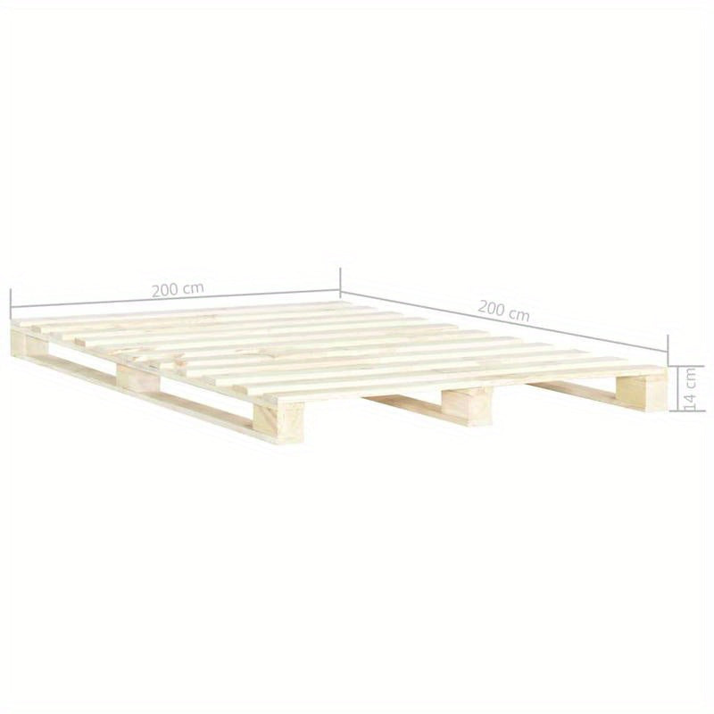 Contemporary Pine Wood Bed Frame - 200x200cm Removable & Durable Pallet Wood Frame with Natural Wood Grain Finish, Easy Assembly, No Power Needed for Small Spaces, Bed Frame for Bedroom, Contemporary Bedding, Simple Elegant D