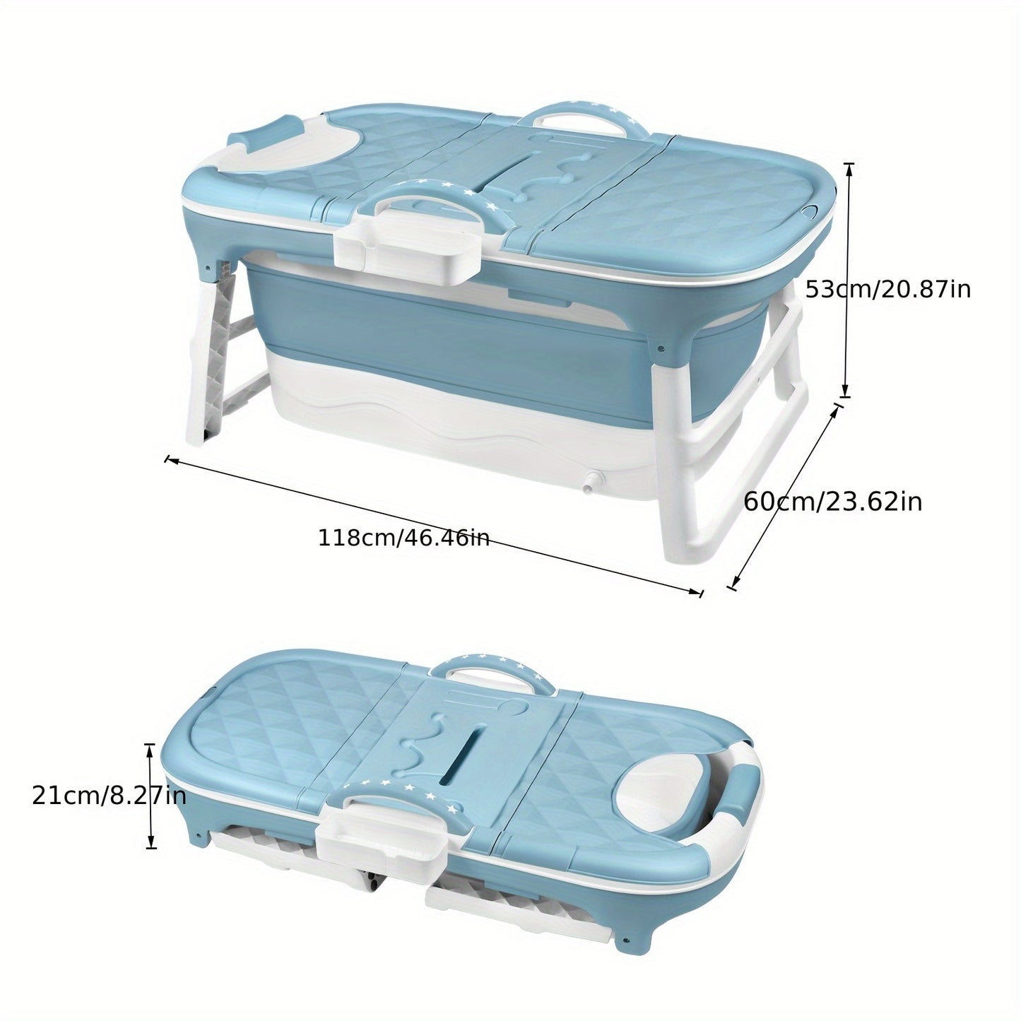 Opvouwbaar Bad – Opblaasbaar Bad – Opvouwbaar Ligbad – Zitbad – Mobiel Bad – Duurzaam PP/TPE Materiaal – Compact 118x60x53 cm
