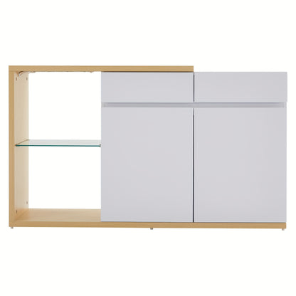Dressoir – Sideboard – Opbergkast – Ladekast – Woonkamerkast – Wit – Multifunctioneel – 120 cm Breed – Hout en Spaanplaat – 2 Deuren en 2 Lades