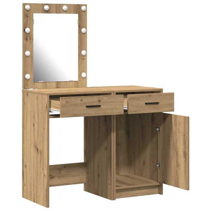 Opbergkast – Opbergmeubel – Ladekast – Badkamerkast – Kaptafel – Bruin Eikenfineer – Compact 50x41x135 cm – Duurzaam Plaatmateriaal