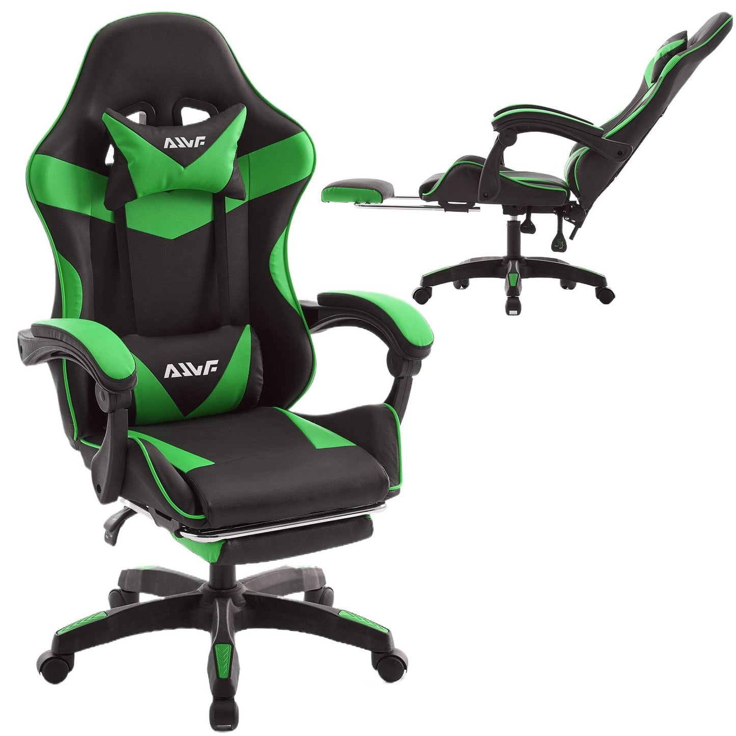 Gamingstoel – Gamestoel – Gaming Chair – Gamestoel Met Voetensteun – Bureaustoel – Ergonomisch Ontwerp – Kunstleer Met Traagschuim - Zwart-Groen