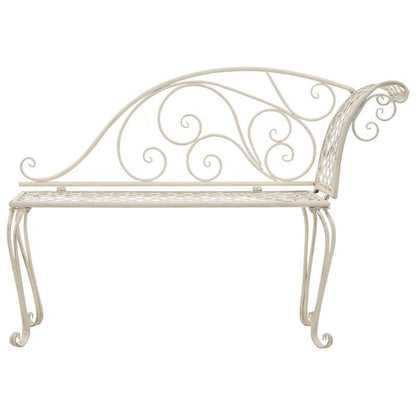 Tuin Ligstoel – Lounger – Ligbed – Chillstoel – Tuinbank – Antiek Wit Metaal – Ergonomisch Design – 128 cm Lang