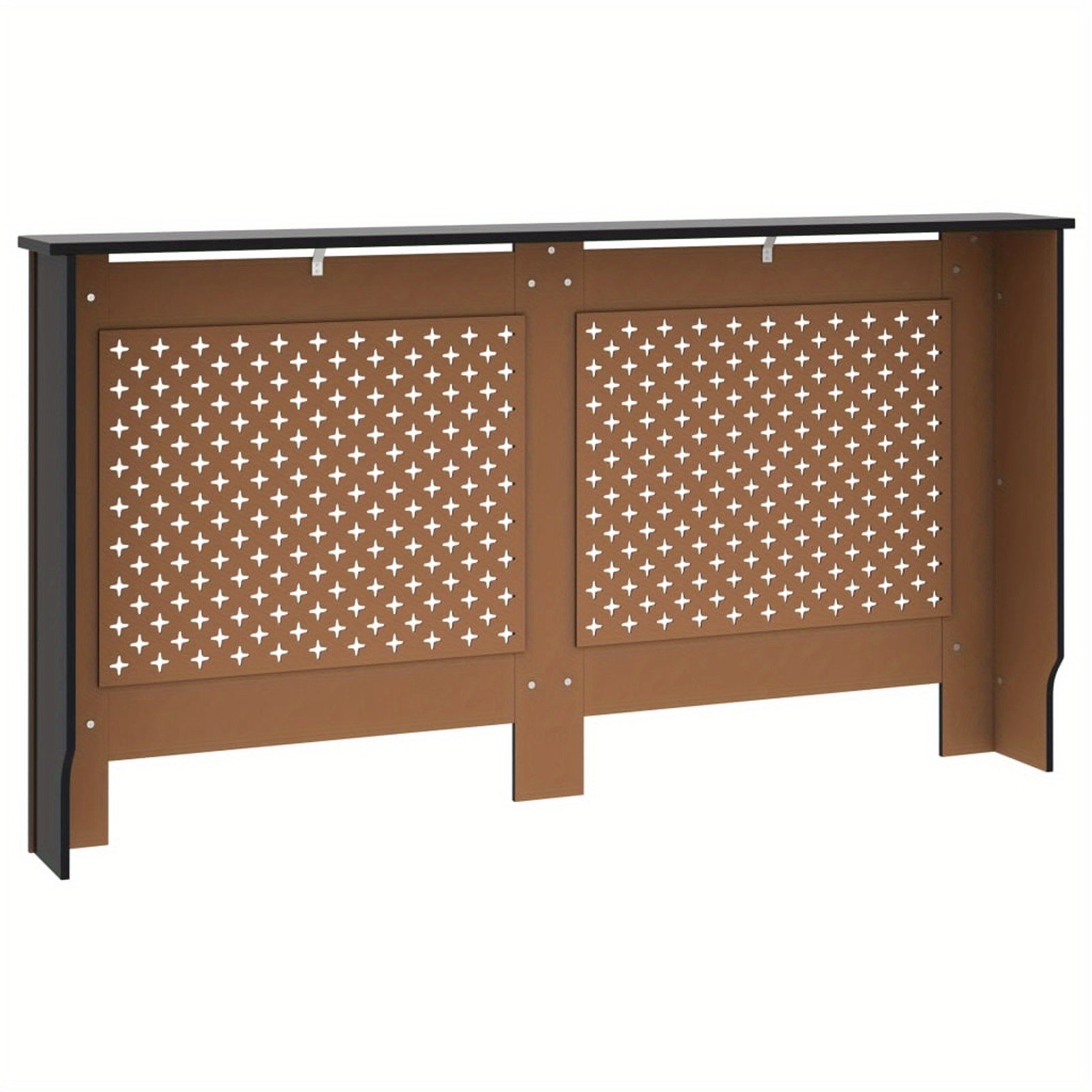Radiatorombouw – Radiatorafdekking – Radiatorpaneel – Verwarmingsombouw – Radiatoromkasting – Mat Zwart MDF – 152 x 19 x 81,5 cm - QUORE