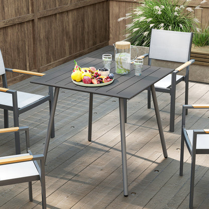 Tuinset Tuintafel Buitenmeubel Balkontafel Terrastafel – 4 Personen – Staal Frame – Weerbestendig & Eenvoudig Schoon Te Maken – 80x80x74 cm – Grijs