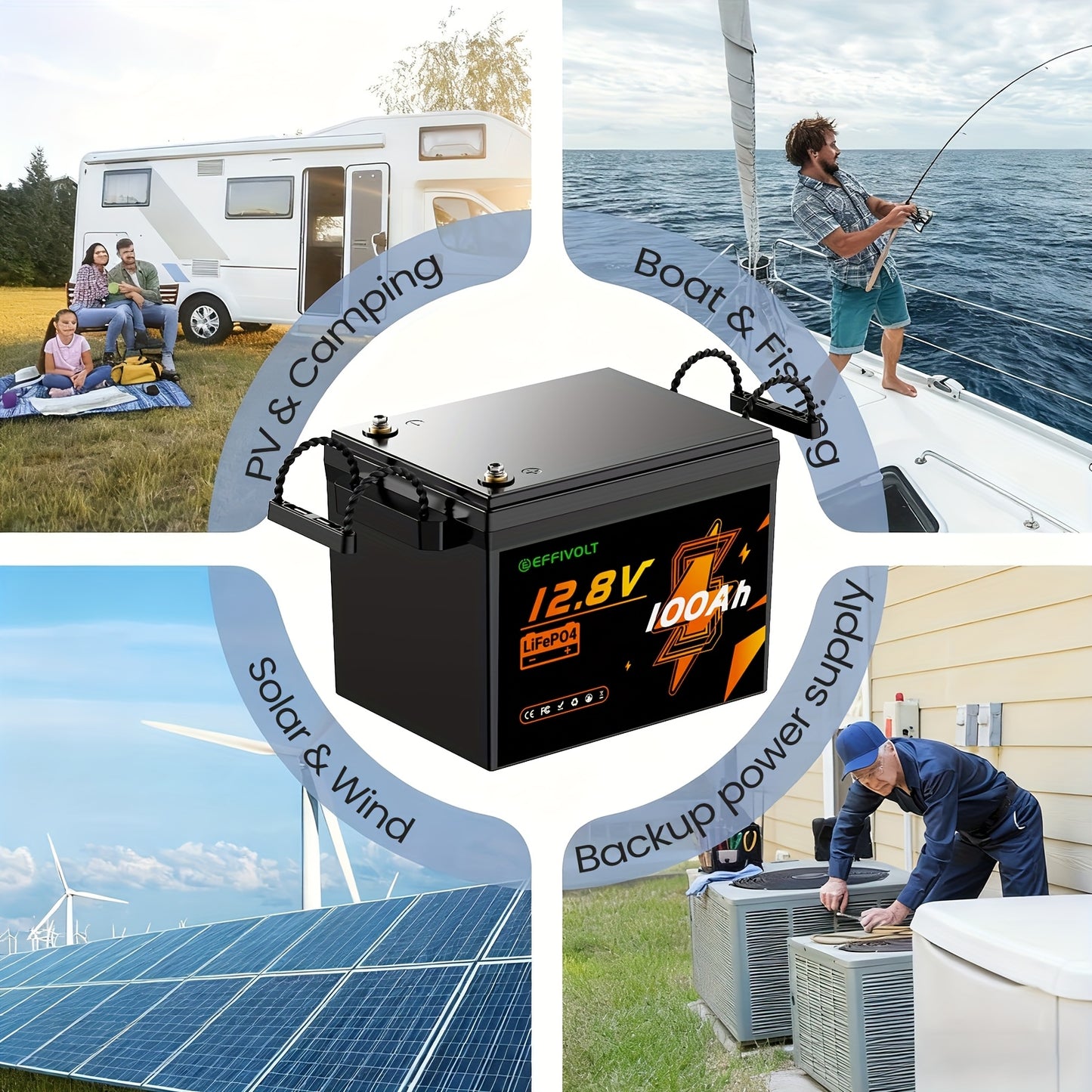 Lithium Accu – LiFePO4 Batterij – Bootaccu – Camperaccu – Trolling Motor Accu – 12V 100Ah – 1280Wh Capaciteit – Ingebouwde 100A BMS Veiligheid