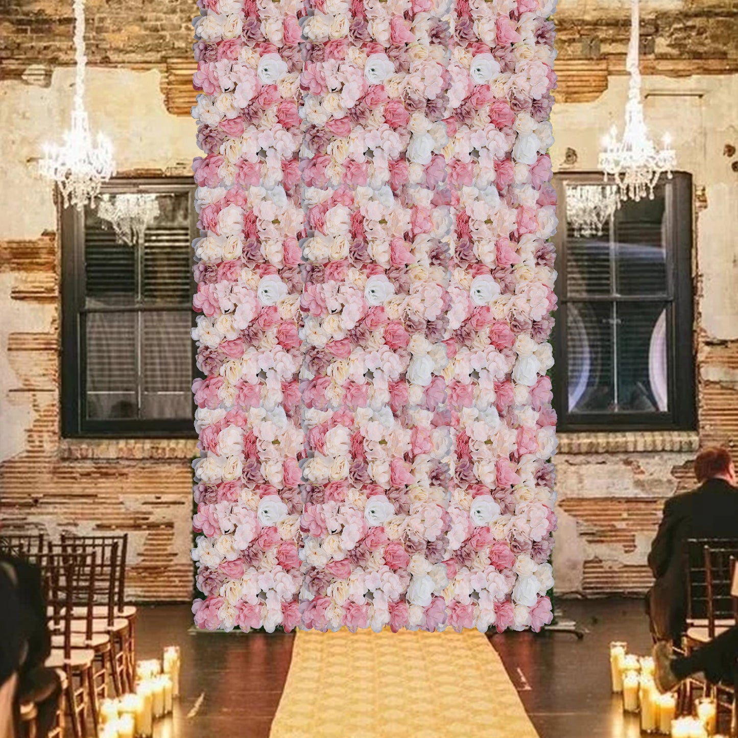 Nep bloemen muurdecoratie – Kunstbloemen wanddecoratie – Bloemenwand panelen – Decoratieve rozen – Kunstbloemen wandpanelen – Set van 12 panelen – Hoogwaardige kunststof en stof – Geschikt voor binnen en buitengebruik