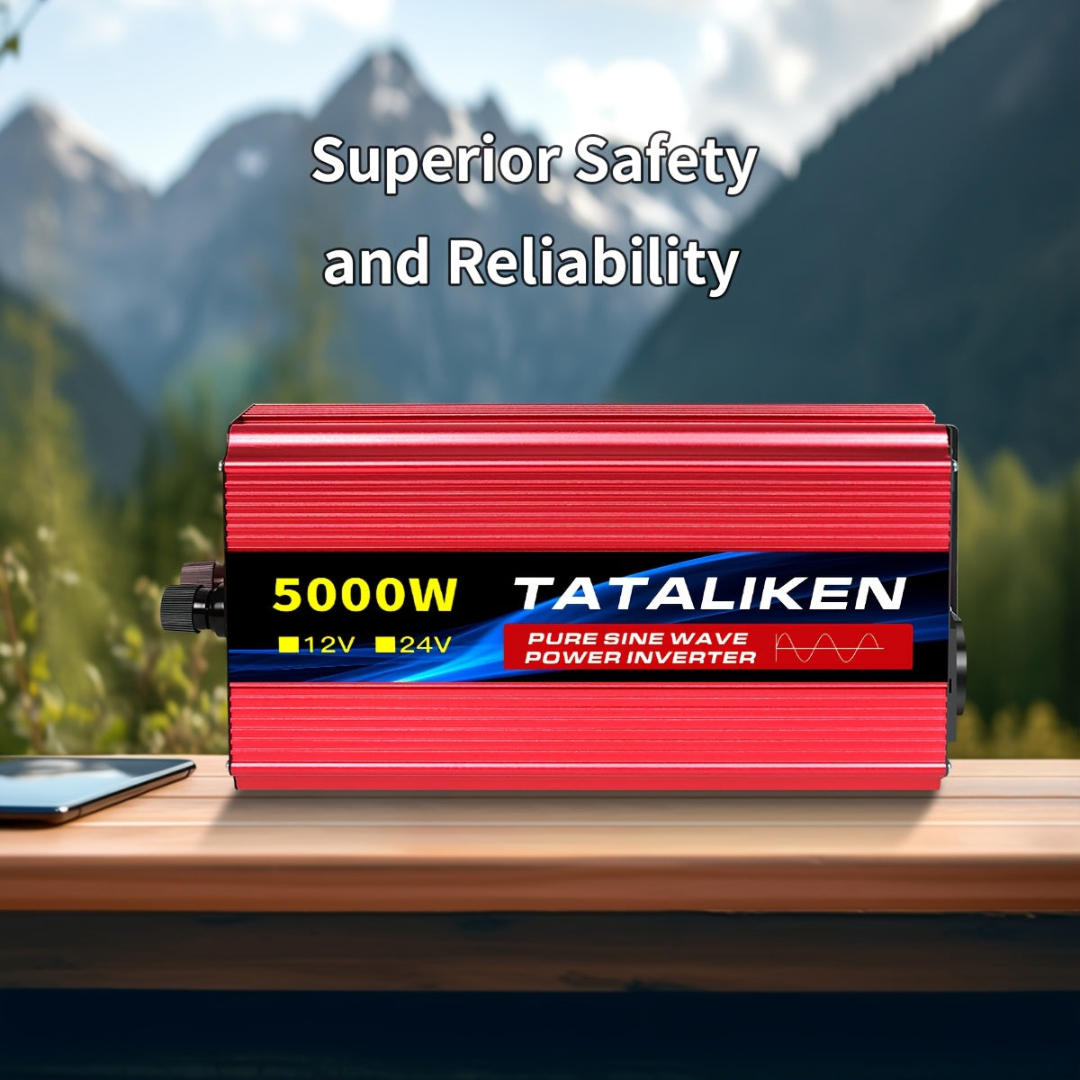 Pure Sine Wave Power Inverter 5000W Peak Portable Car Inverter Power Supply 12V To 220V High Power Converter, Durable And High Capacity - Perfect For Trucks, Outdoors And Emergencies, Power Inverter, Without Battery