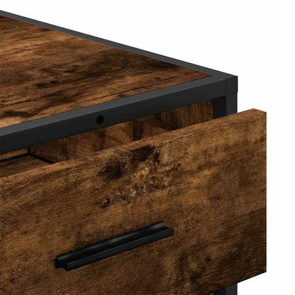 Easy Assembly Modern Dresser - Smoked Oak Finish, Sturdy Construction with Three Drawers, Compact Storage Cabinet for Living Room, Bedroom, Home Office - Engineered Wood Furniture (70x41x56cm), Wood Dresser for Bedroom, Minim