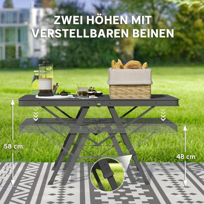 Campingtafel – Klaptafel – Vouwtafel – Kampeertafel – Tuintafel – Verstelbaar – Inklapbaar – Aluminium – 90 x 40,5 cm – Met Metalen Rooster