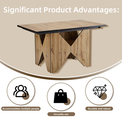 Eettafel – Tafel – Keukentafel – Bistrotafel – Eetkamertafel – Modern Design – Houtkleur Bruin – 138,5x80x75 cm – Geschikt Voor 4-6 Personen – Niet Afneembaar Tafelblad