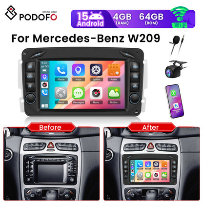 Android Autoradio – Multimedia Systeem – Navigatie Unit – Touchscreen Radio – 7 Inch HD – 8-Core Processor – 4GB RAM + 64GB Opslag – Wireless CarPlay & Android Auto – Inclusief Achteruitrijcamera en Microfoon