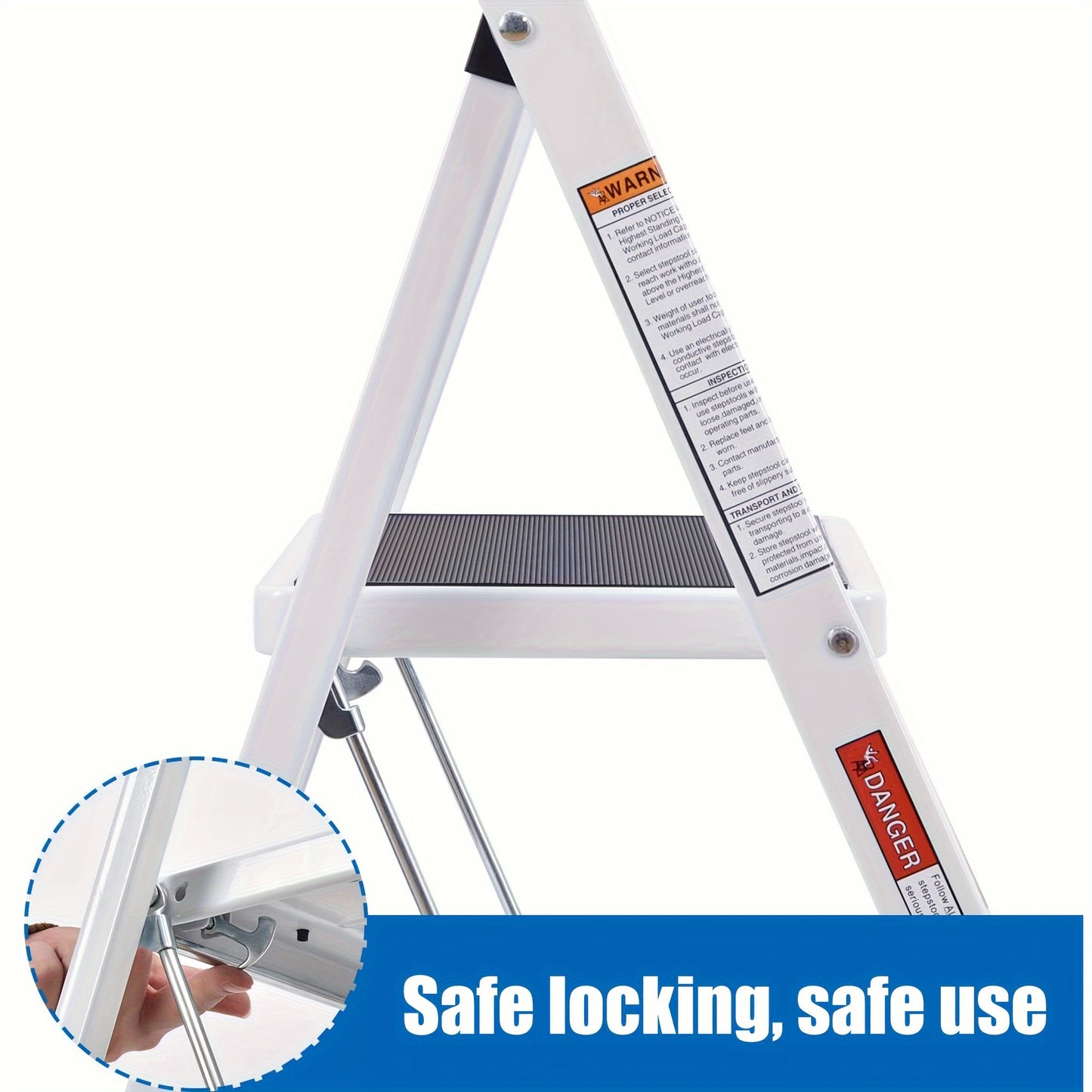 Vouwladder – Trap – Opstapje – Huishoudtrap – Inklapbare Ladder – 4 Treden – Stalen Handrail – Antislip Rubber – Max 150 kg Belastbaar
