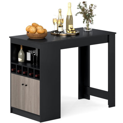 Bartafel – Bar Tafel – Statafel – Hoge Tafel – Keukentafel – Met Opbergruimte en Verstelbare Plank – 120x60x91,5 cm – Zwart Hoogwaardig Plaatmateriaal