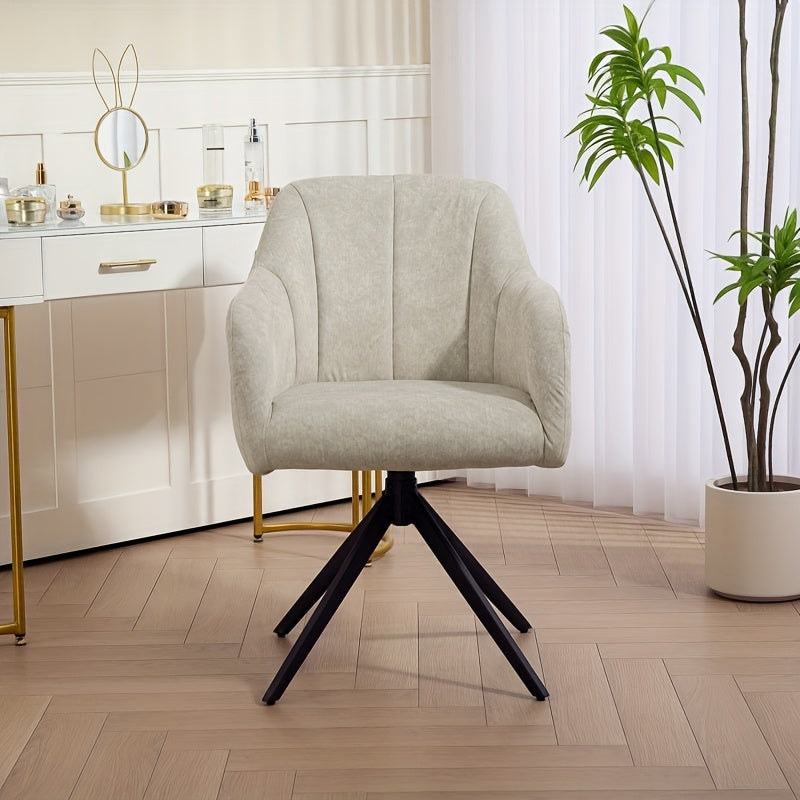 Leisure Chair Armchair Living Room Swivel Chair Leisure Chair Upholstered Tufted Leisure Armchair Velvet Appearance Upholstered Armchair Bedroom Makeup Chair Beige