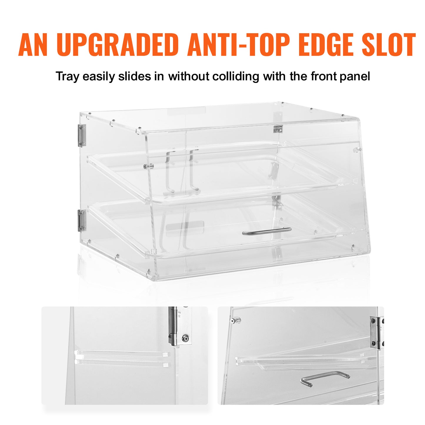 Displaycase Acryl – Gebaksvitrine – Snoepdispenser – Brooddisplay – Donutvitrine – 2 Etages Met Verwijderbare Trays – Roestvrijstalen Handgrepen