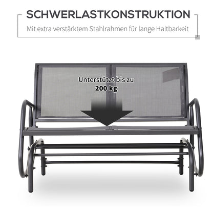 Tuinstoel – Schommelbank – Tuinbank – Loungestoel – Buitenbank – Metalen Frame – Ademend Mesh – Schommelfunctie – 2-Persoons – 120x70x88 cm