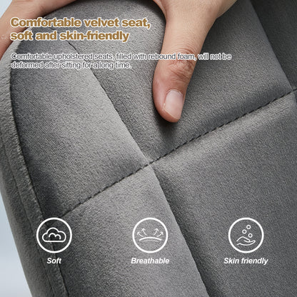 Velvet Eetkamerstoelen – Fluwelen Stoelen – Armstoel – Design Stoel – Comfortabele Stoel – Grijs – Memory Foam Zitting – Stevig Metalen Frame