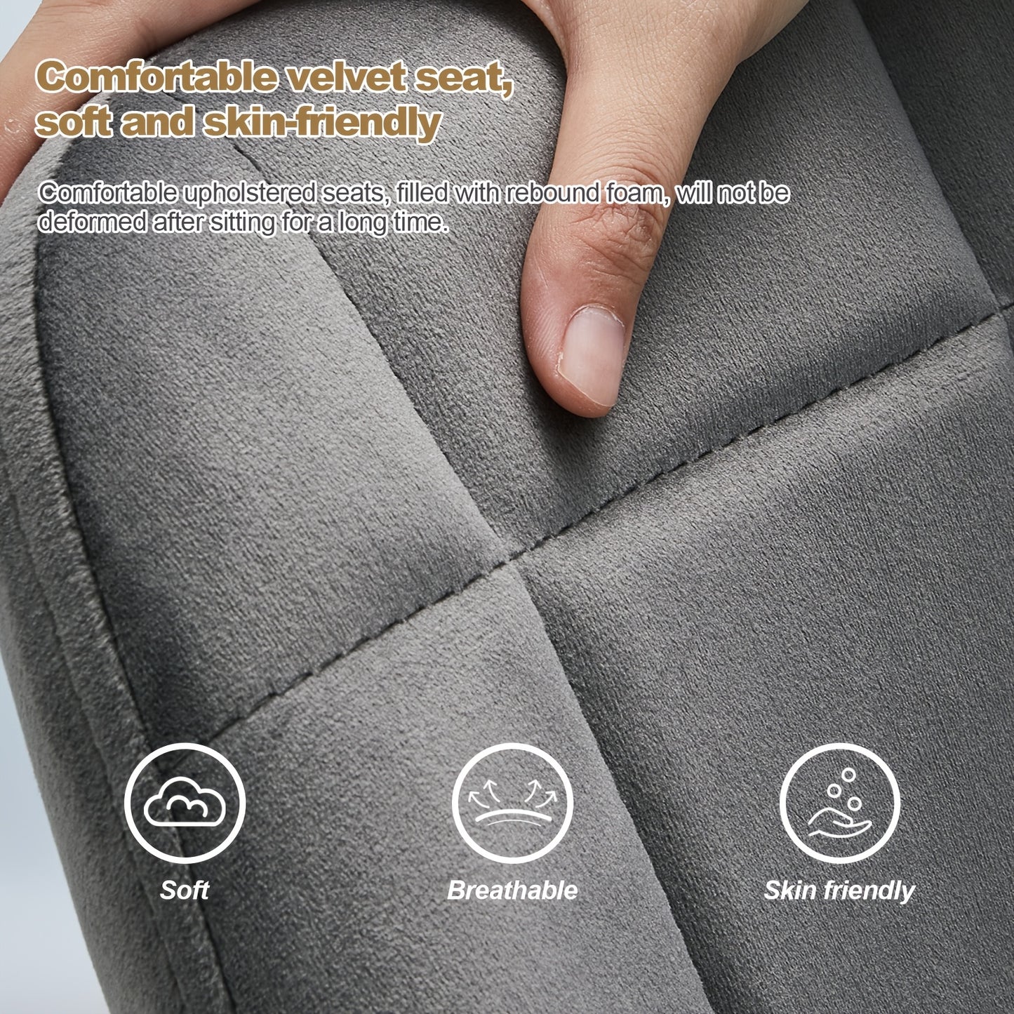 Eetkamerstoelen – Stoelen – Designstoelen – Velvet Stoelen – Armstoel – Set Van 2 – Donkergrijs – Ergonomisch Design – Memory Foam Zitting