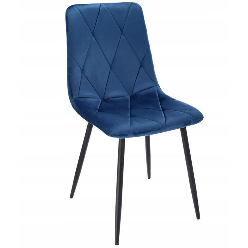 Velours Stoelen – Eetkamerstoelen – Moderne Stoelen – Quilted Stoelen – Metalen Poten – Set Van 4 – Navy Blauw – Ergonomische Rugleuning – Max. Draagkracht 130 Kg