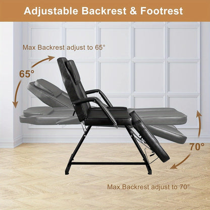 Massagestoel – Behandelstoel – Cosmetische Fauteuil – Tatoeagebed – Salonstoel – Kunstleer – Ergonomisch Ontwerp – Stevig Metalen Frame – Zwart – Maximale Draagkracht 150 kg