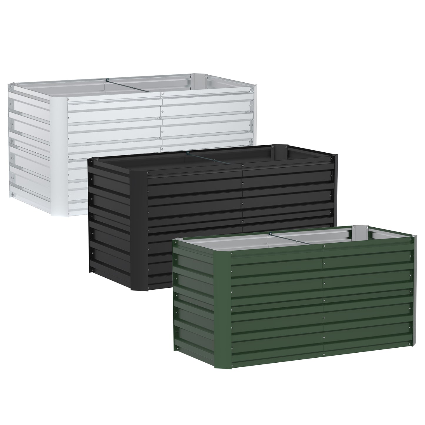 Verhoogde Metalen Tuinbak – Plantenbak – Bloembak – Kruidenbak – Groentebak – Silvery – Verzinkt Staal – Weerbestendig – Eenvoudige Montage