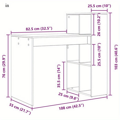 Bureau – Werkplek – Schrijftafel – Computerbureau – Studiebureau – Wit – MDF – Mid-Size – 2 Planken – Ruimtebesparend – Eenvoudige Montage