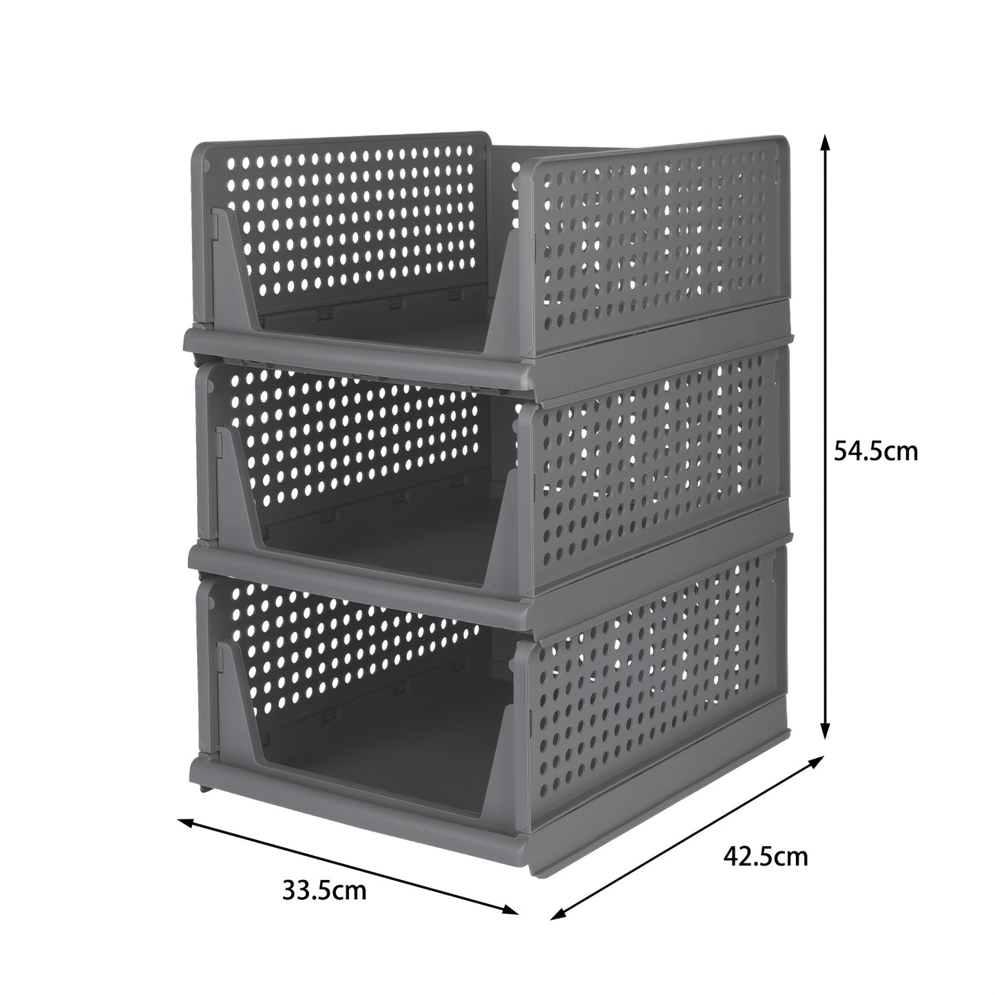 Opbergmanden – Opbergboxen – Opbergbakken – Kastmanden – Stapelbare Mand – Stevig Kunststof – Inklapbaar 18 cm Hoog – Set Van 3