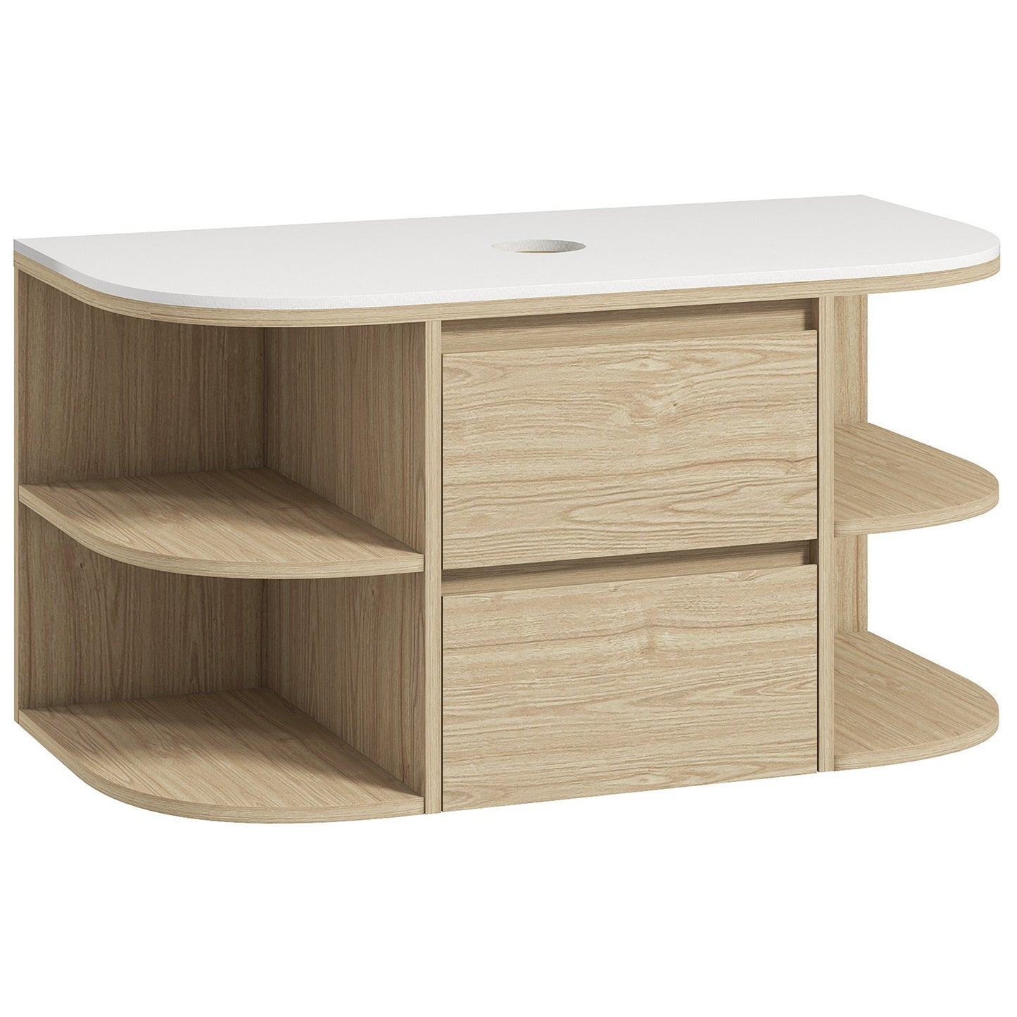Badkamerkast – Wastafelonderkast – Wandkast – Opbergkast – Wastafelmeubel – Soft-Close Lades – MDF Kast 90x45x46 cm Kastanjebruin