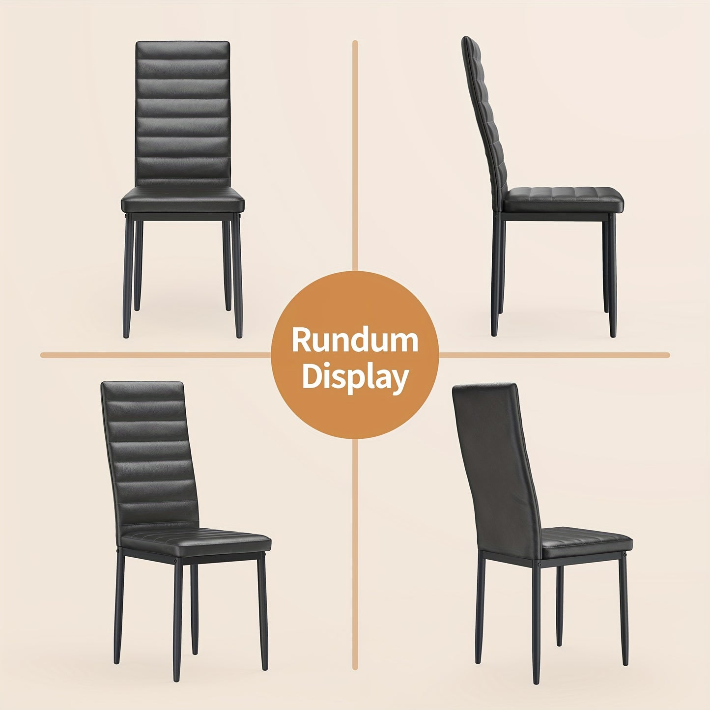 Eetkamerstoelen – Stoelen – Kuipstoelen – Keukenstoelen – Designstoelen – Set van 6 – Hoogwaardige Kunstleer Bekleding – Massief Houten Frame