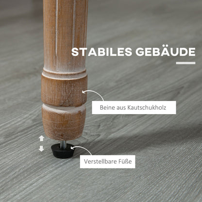 Eetkamerstoel – Keukenstoel – Stoel – Fauteuil – Zithoekstoel – Massief Hout – Linnenlook Bekleding – Antiek Design – Ademend – 56x54x96 cm – Crème Wit