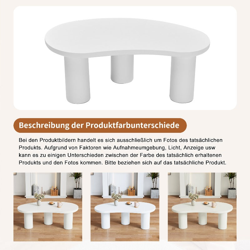 Crescent Salontafel – Halvemaan Tafel – Onregelmatige Sofa Tafel – Woonkamertafel – MDF Tafel – Extra Lang 107cm – PVC Poten Met Viltpads
