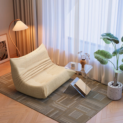 Loungestoel – Zitzakstoel – Armless Fireplace Chair – Relaxfauteuil – Accentstoel – Beige – Ergonomisch Ontwerp – Zachte Teddy Fleece Bekleding