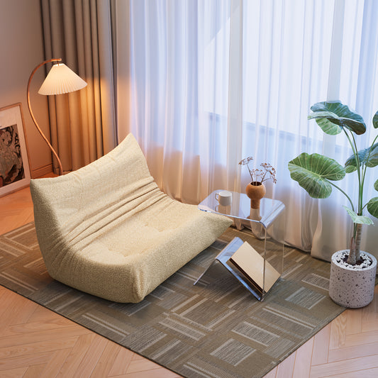 Loungestoel – Zitzakstoel – Armless Fireplace Chair – Relaxfauteuil – Accentstoel – Beige – Ergonomisch Ontwerp – Zachte Teddy Fleece Bekleding