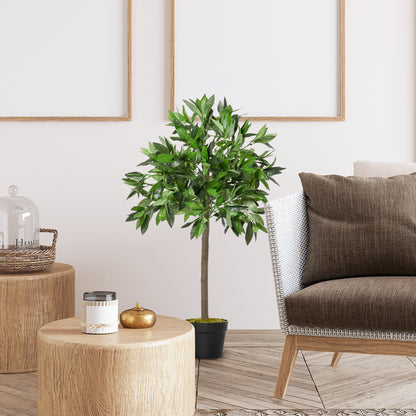 Kunstboom – Kunstlaurier – Kunstplant – Kunstplanten – Kunstbomen – Set Van 2 – 90 cm Hoog – Cement Pot – Voor Binnen En Buiten – Onderhoudsvrij – Groen