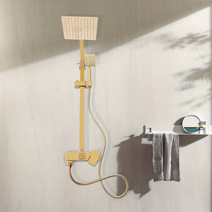 Gouden Douche Set – Regendouche – Handdouche – Douchekop – Douchekraan – Verstelbare Hoogte 80-113 cm – Roestvrij Koper & RVS