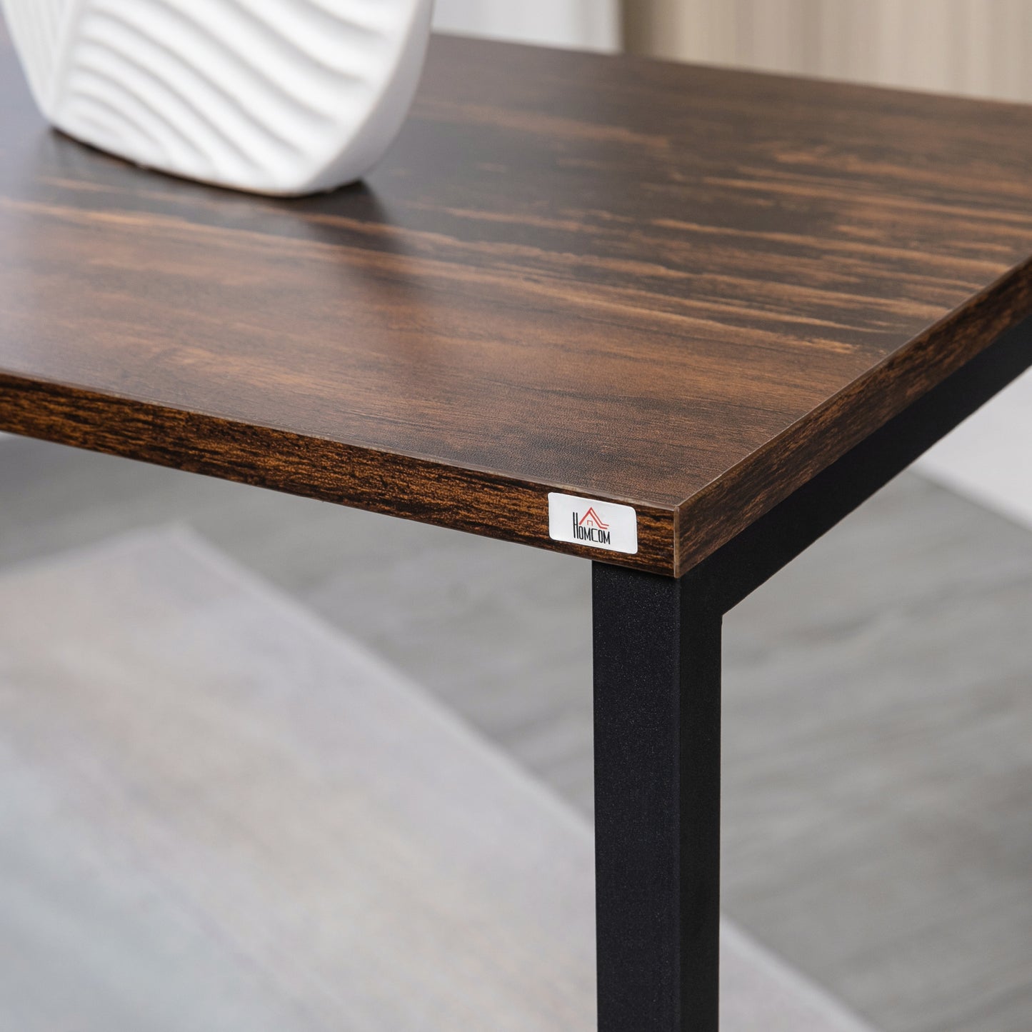 Industriële Bijzettafel – Salontafel – Nachtkastje – Tafeltje – Tafelset – 3-delige Set – Stalen Frame – Bruin Houten Blad – Nestbaar – Verstelbare Voetjes