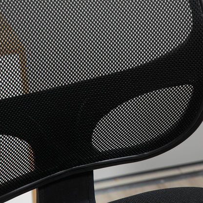 Bureaustoel – Werkstoel – Office Chair – Draaistoel – Tekentafelstoel – Verstelbare Zithoogte 110-132 cm – Inclusief Voetenring Mesh Rugleuning – Zwart