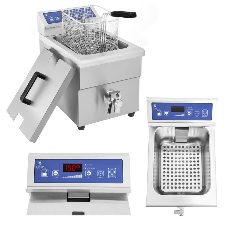 Induction Fryer with Tap, 230V, Royal Catering, 10L - QUORE