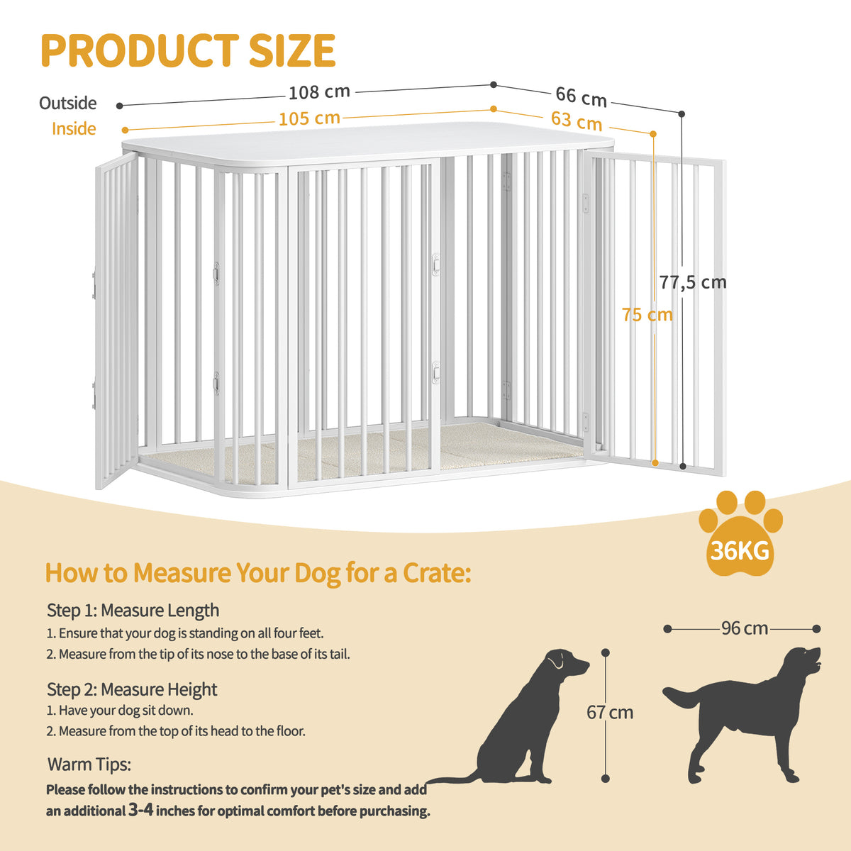 Hondenbank – Hondenmeubel – Hondenbank Met Kussen – Hondenbed – Hondenbank Voor Grote Honden – Wit – Stevig Houten Frame – Meerdere Opbergdeuren