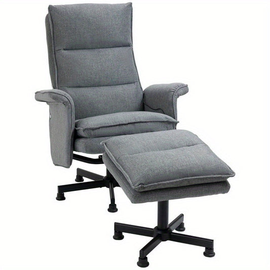 Easy-to-Assemble Ergonomic Massage Office Chair with Footrest - 8-Position Adjustable Backrest, Manual Massage System, Heavy-Duty Plastic Frame & Soft Cushioned Seat - Ideal for Home Office, Bedroom, or Professional Workspace