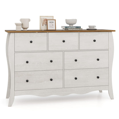Commode 7 Laden – Ladekast – Dressoir – Opbergkast – Kast Grijs – Landelijke Stijl – Ruime Opbergruimte – Gemaakt Van Houtcomposiet