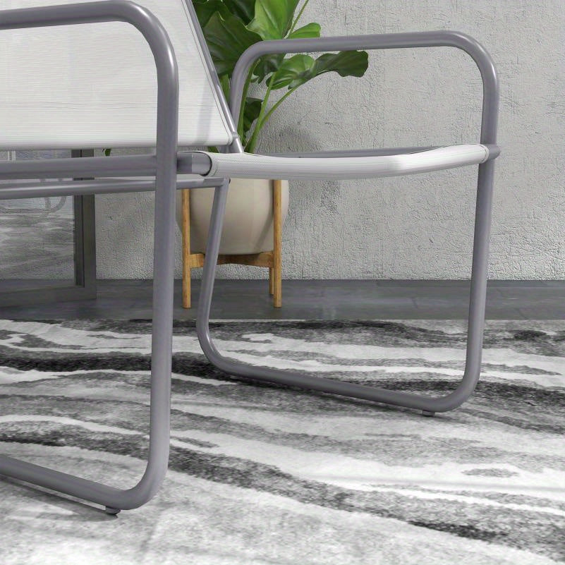 Bistro Set – Buitenmeubel – Tuinset – Terrasset – Balkonset – Weerbestendig Metalen Frame – Lichtgrijze Waterafstotende Kussens
