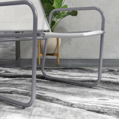 Bistro Set – Buitenmeubel – Tuinset – Terrasset – Balkonset – Weerbestendig Metalen Frame – Lichtgrijze Waterafstotende Kussens