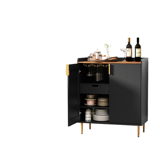 Wijnkast – Wijnrek – Drankkast – Barmeubel – Buffettafel – Vintage Design – 9 Flessen Opbergruimte – Hoogwaardig MDF Metalen Frame